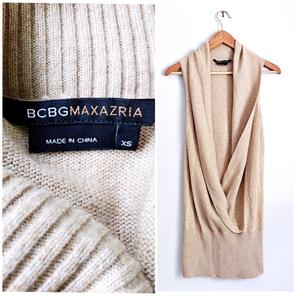 BCBGMaxAzria Sweaters - BCBGMaxAzria Draped Sleeveless Tunic Sweater XS